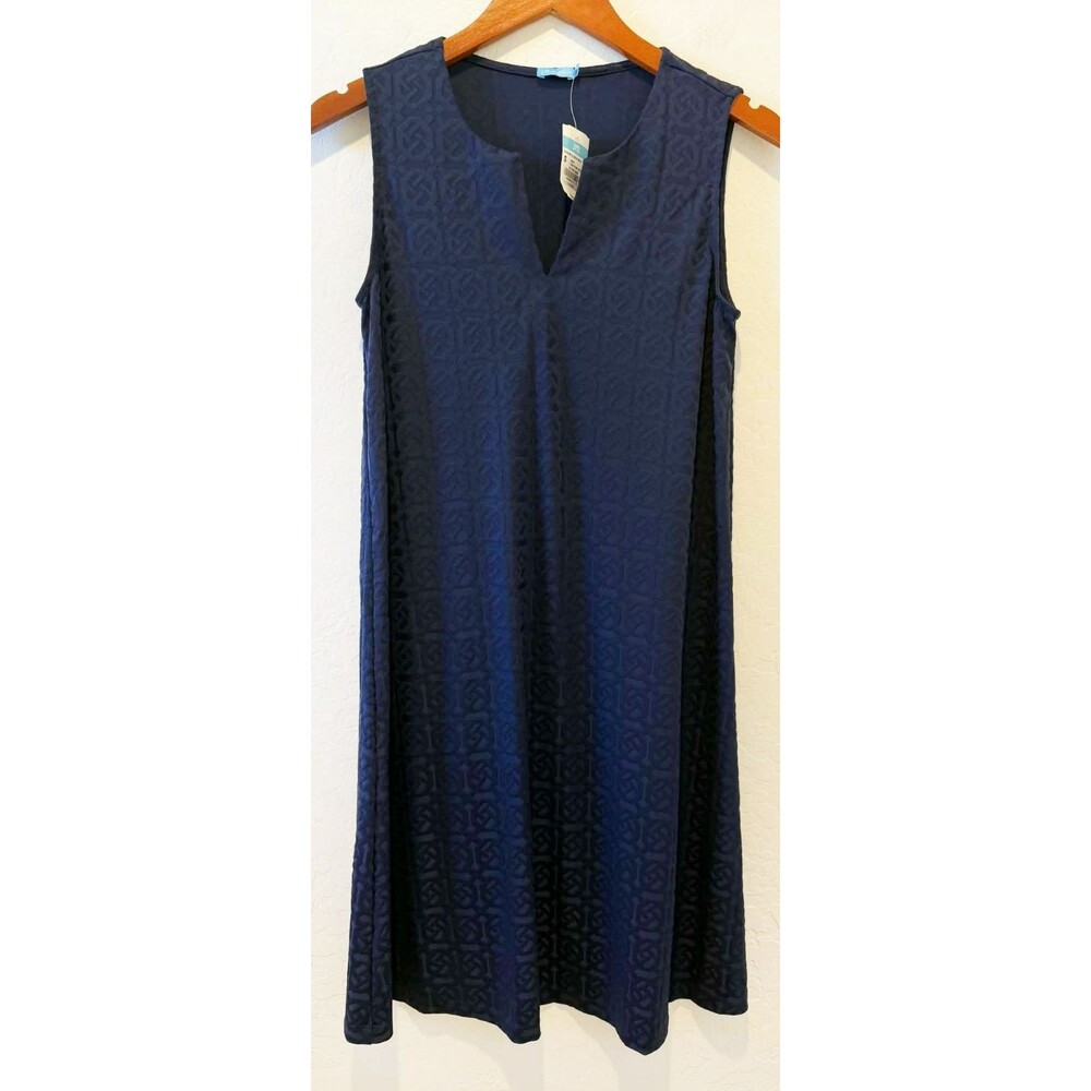 NWT J.McLaughlin Small Dress Navy Blue Sleeveless Eliison Jacquard Casual Party